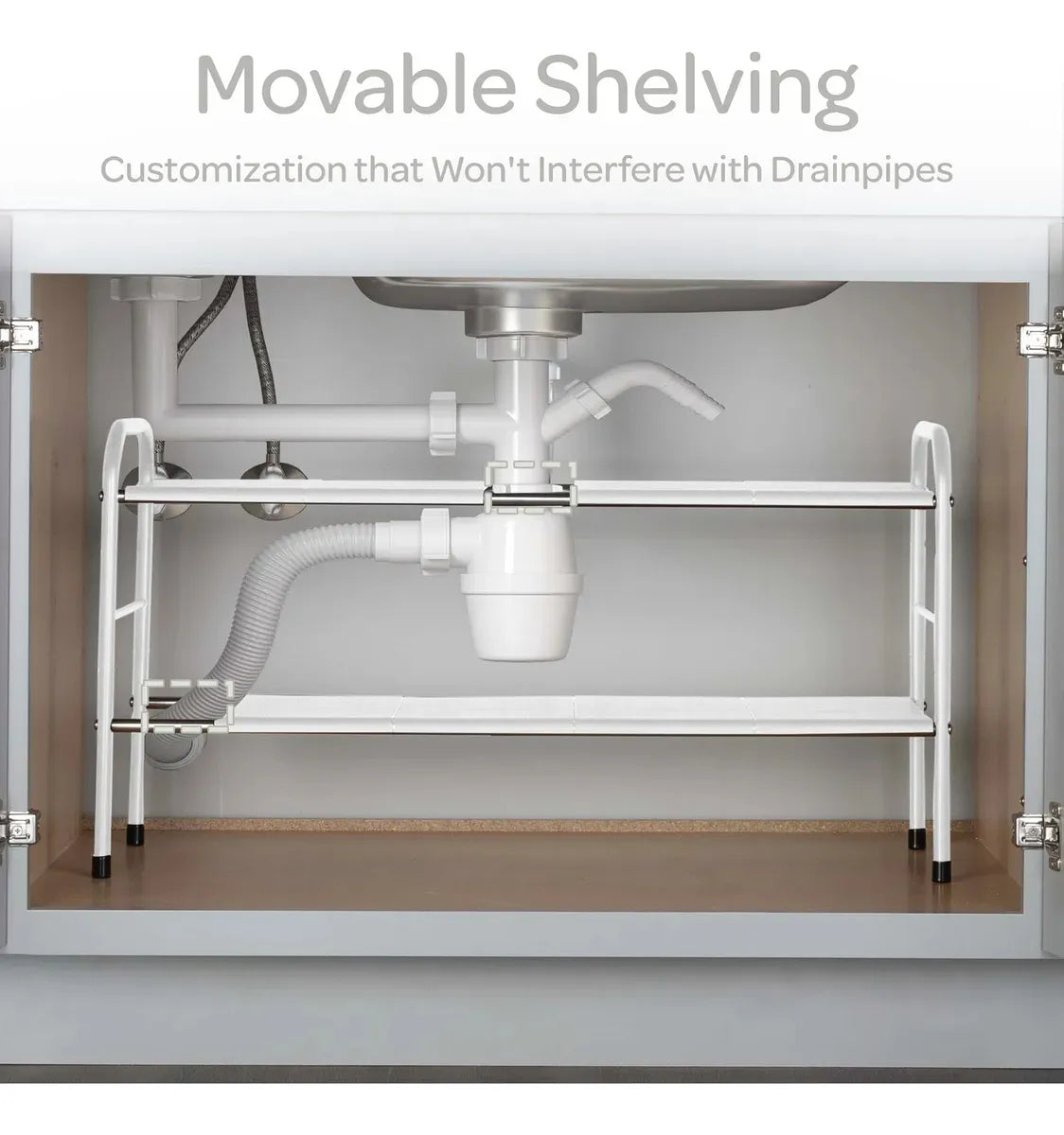 Organizador Extensible De Metal Con Estructura Moderna Blanca
