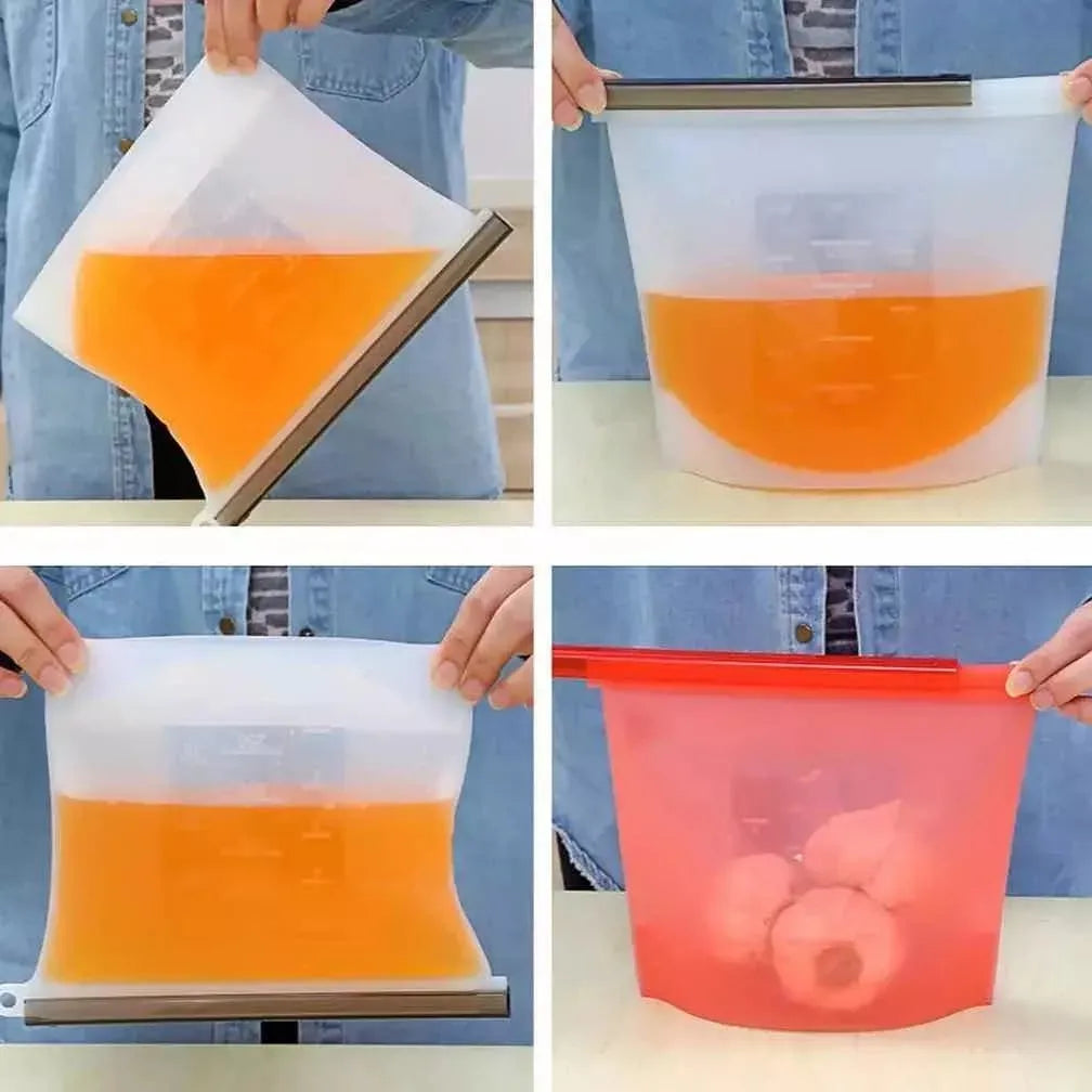 Bolsa Reutilizables Silicón Almacenar Comida Snacks 1500ml
