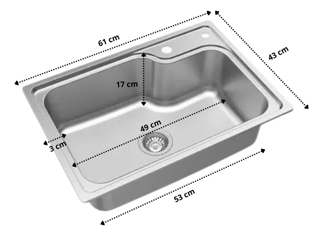 Tarja Fregadero Cocina Cubeta Plateado 61x43x53cm