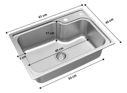Tarja Fregadero Cocina Cubeta Plateado 61x43x53cm
