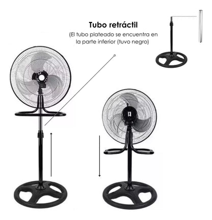2 Ventiladores 3 En 1 Para Pared Piso Casa Oficina Metálico