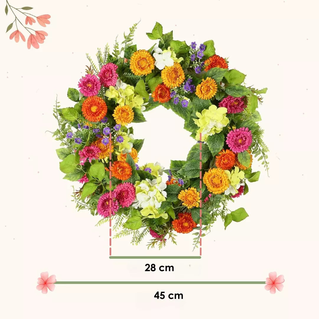 Corona Flores Verde Artificial Decoración Hogar