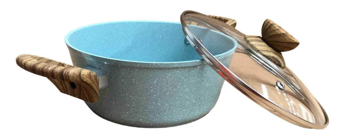 Batería Cocina 7 Pzas Aluminio Azul Sarten Cacerola