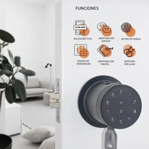 Cerradura Inteligente Bluetooth Huella Digital Seguridad Negro