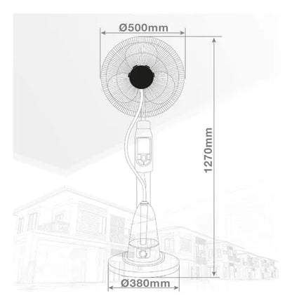 Ventilador Pedestal Brisa Abanico Pie Humificador Agua 16in