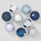 Set 50 Esferas Adornos Navideños Arbol Navidad Plastico Azul Plata Plateadas