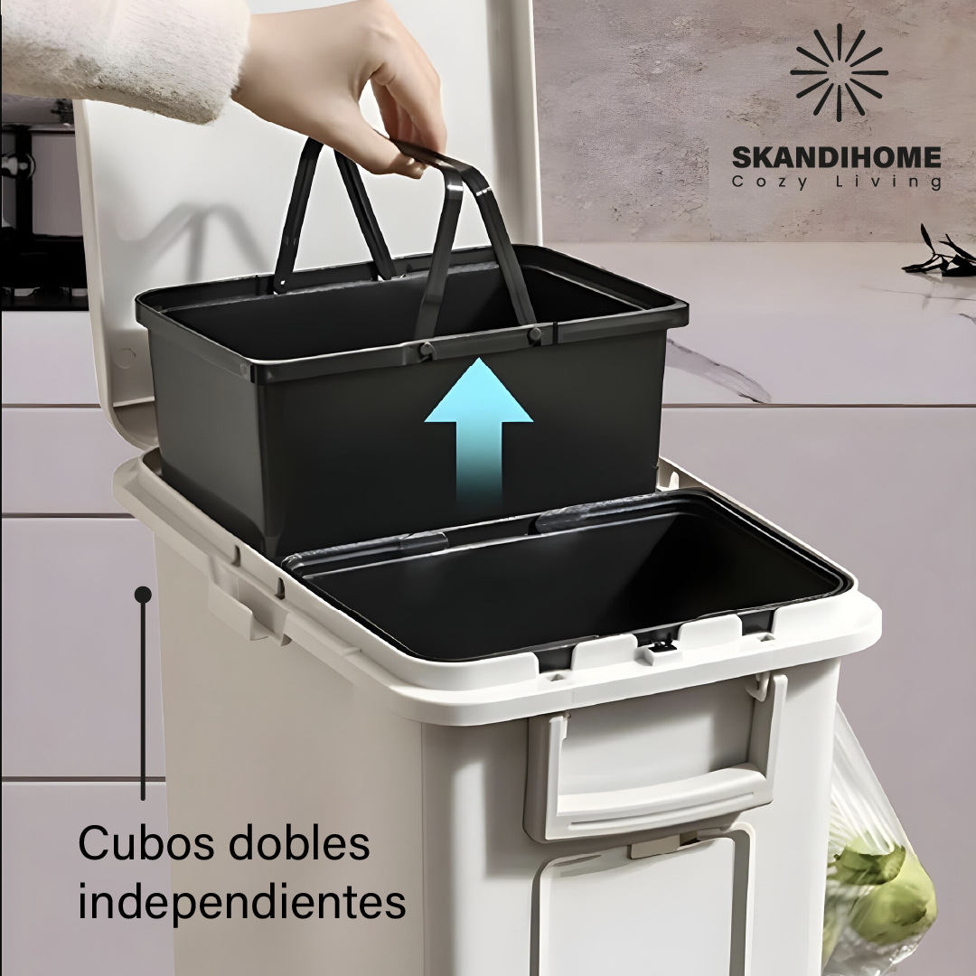 Cesto Bote Basura Doble Mecanismo Organico Inorganico