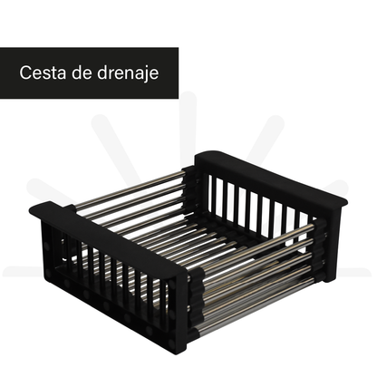 Fregadero Tarja de cocina de acero inoxidable con montaje superior y accesorios.