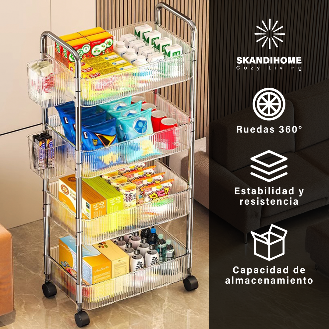 Carrito Multiorganizador Gourmet Frutero Rodante 4 Charolas